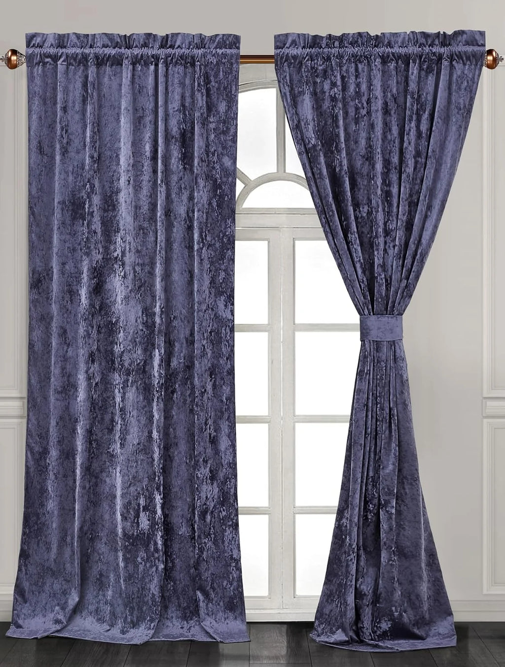 Purple Crushed Velvet Curtains 2 Panel Set 50" W x 84" L T877383
