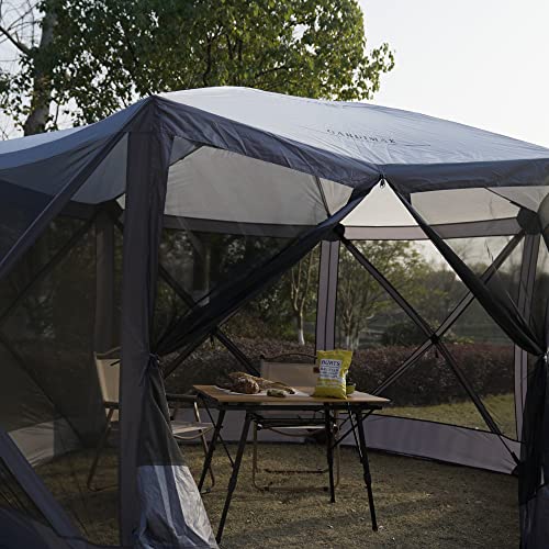Grey 12'x12' 6 Sided Pop Up Gazebo Screen House W850