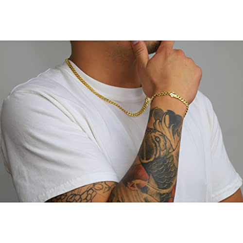 14k Yellow Gold 5mm Cuban Link Chain Bracelet P895985