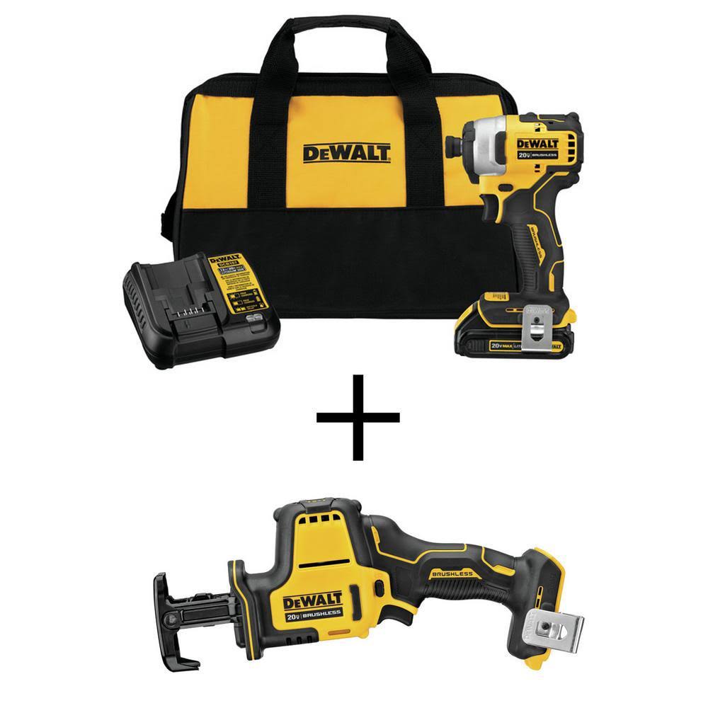 20-Volt Max Li-ion Brushless Cordless Compact 1/4 in. Impact Driver Kit with 20-V Compact Recip Saw Y169380