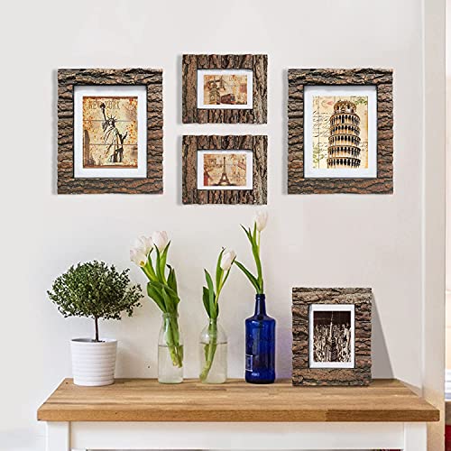 8x10 Rustic Wood Picture Frame with Real Bark T697099