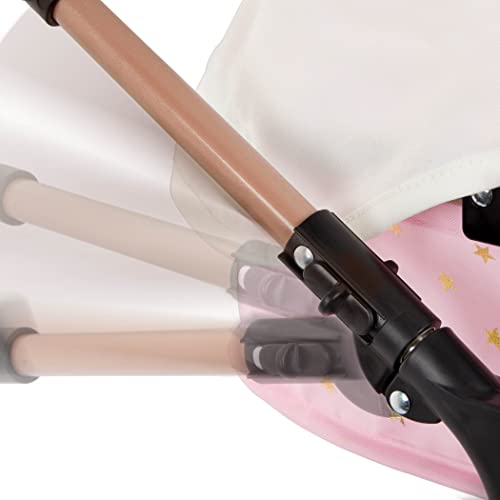 Baby Doll Double Stroller Pink Foldable Canopy Swivel Wheels Basket R4557