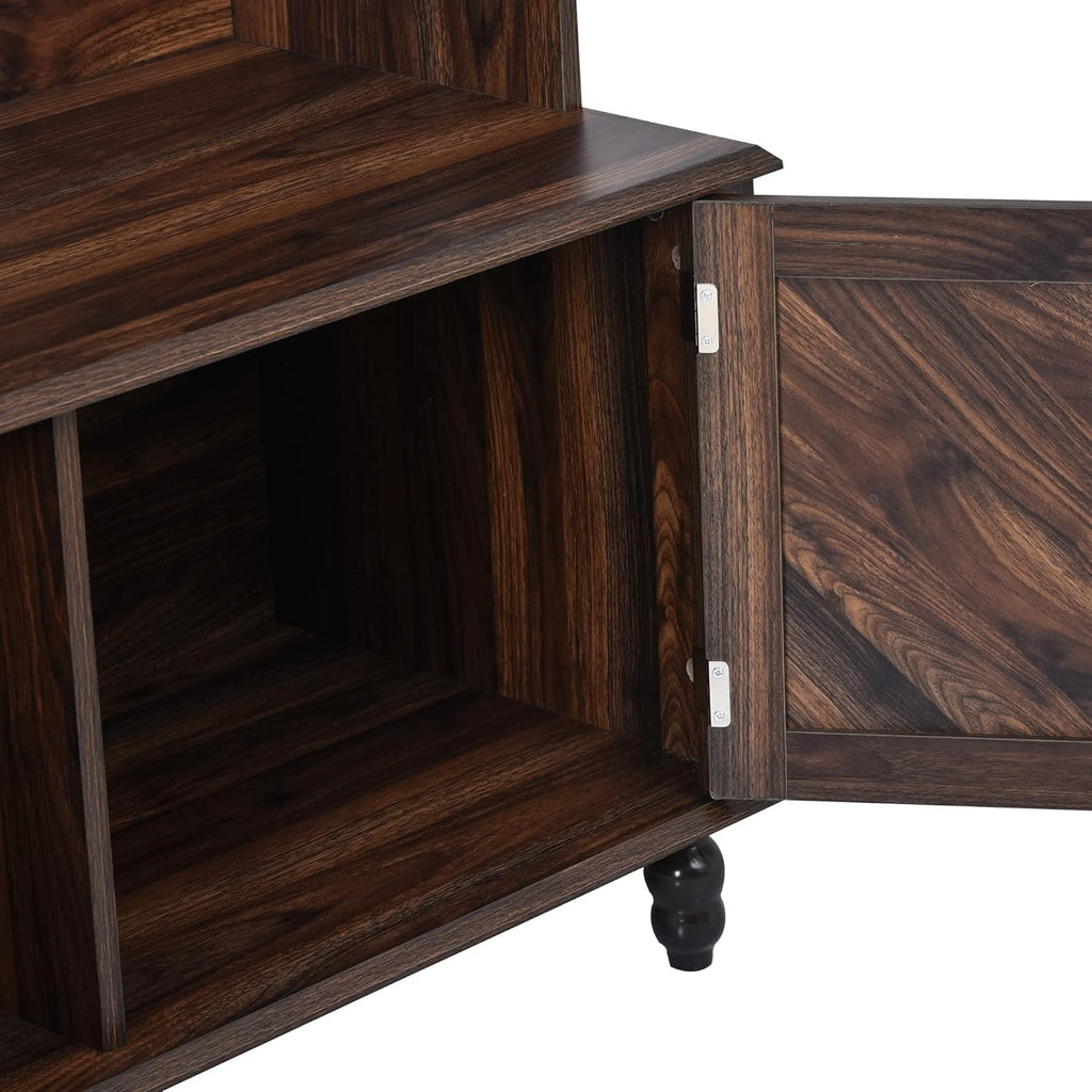 Brown 3-in-1 Hall Tree with 4 Hooks and Storage Bench L57875