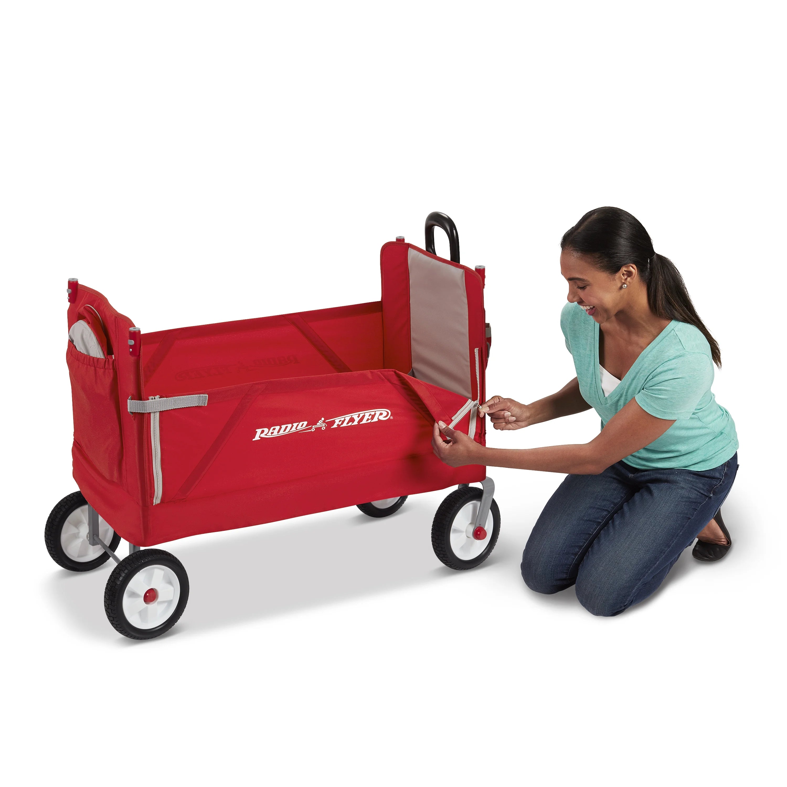Red 3-in-1 Folding Kids Wagon with Canopy Q512