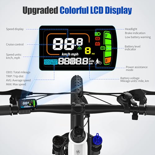 26" Electric Mountain Bike, 1000W Peak Motor, 375Wh Removable Battery, 7 Speed C25650