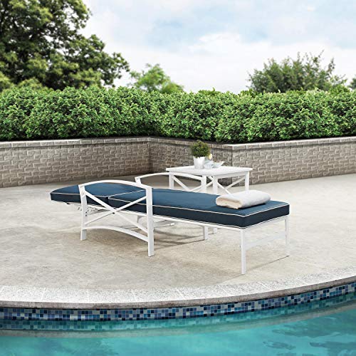 White Metal Chaise Lounge with Grey Cushions Z155409