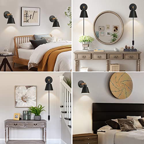 Black Nordic Wooden Plug in Wall Sconces Lighting Fixture (1 Pack) G183