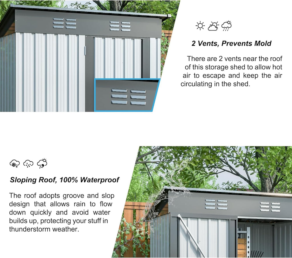 Metal Storage Shed 5x3 FT with Lockable Doors I15138