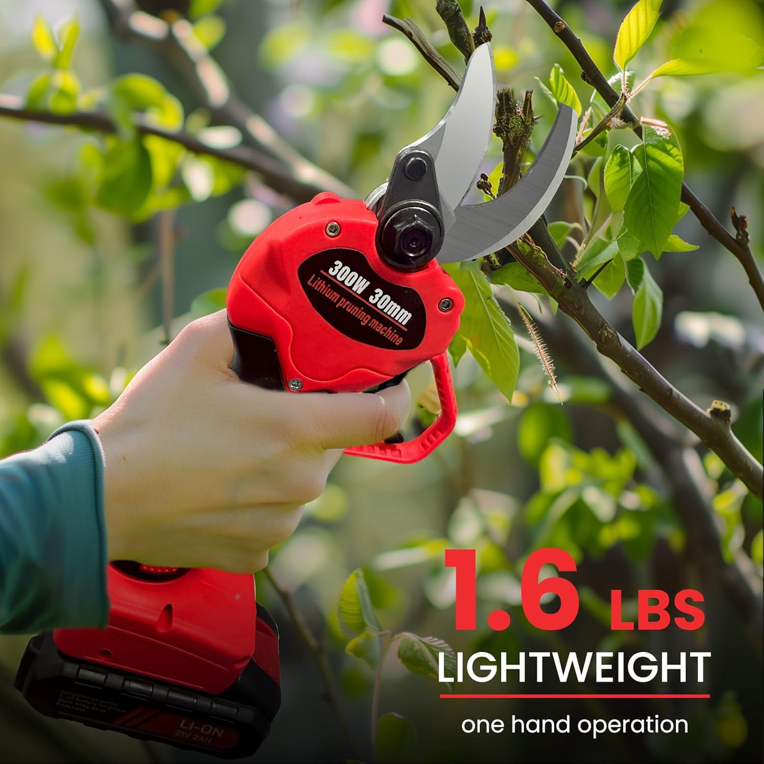 Cordless Electric Pruning Shears with Two 2.0Ah Batteries and Replacement Blades Set E209