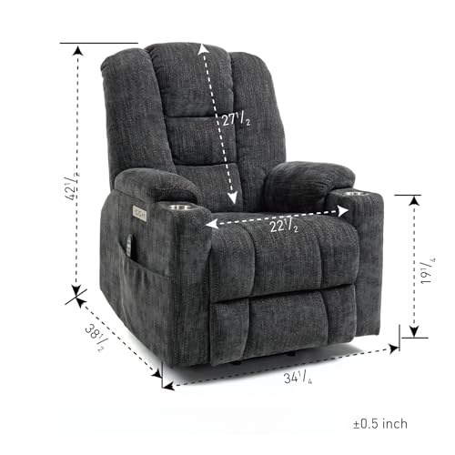 Grey Power Lift Recliner Chair with Massage and Heat Z1420