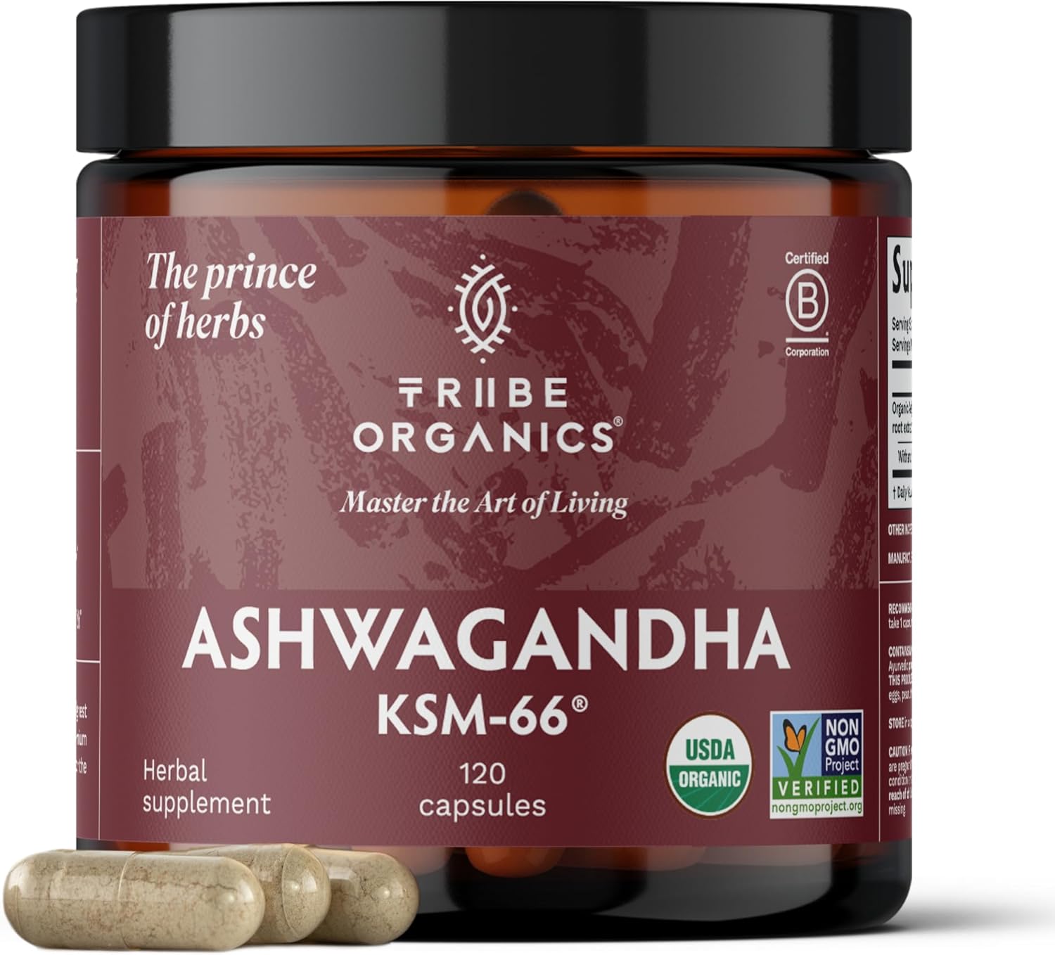 Ashwagandha Organic Root Powder Extract Supplement 600mg 120 Capsules A6564