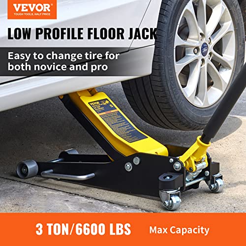 3 Ton Low Profile Aluminum Steel Racing Floor Jack with Dual Pistons Quick Lift Pump D970652
