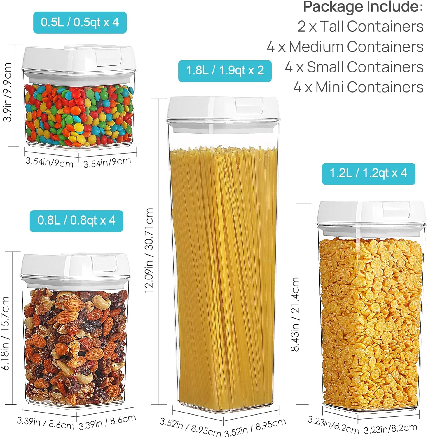 14 PCS Airtight Food Storage Containers Set with Easy Lock Lids T151714