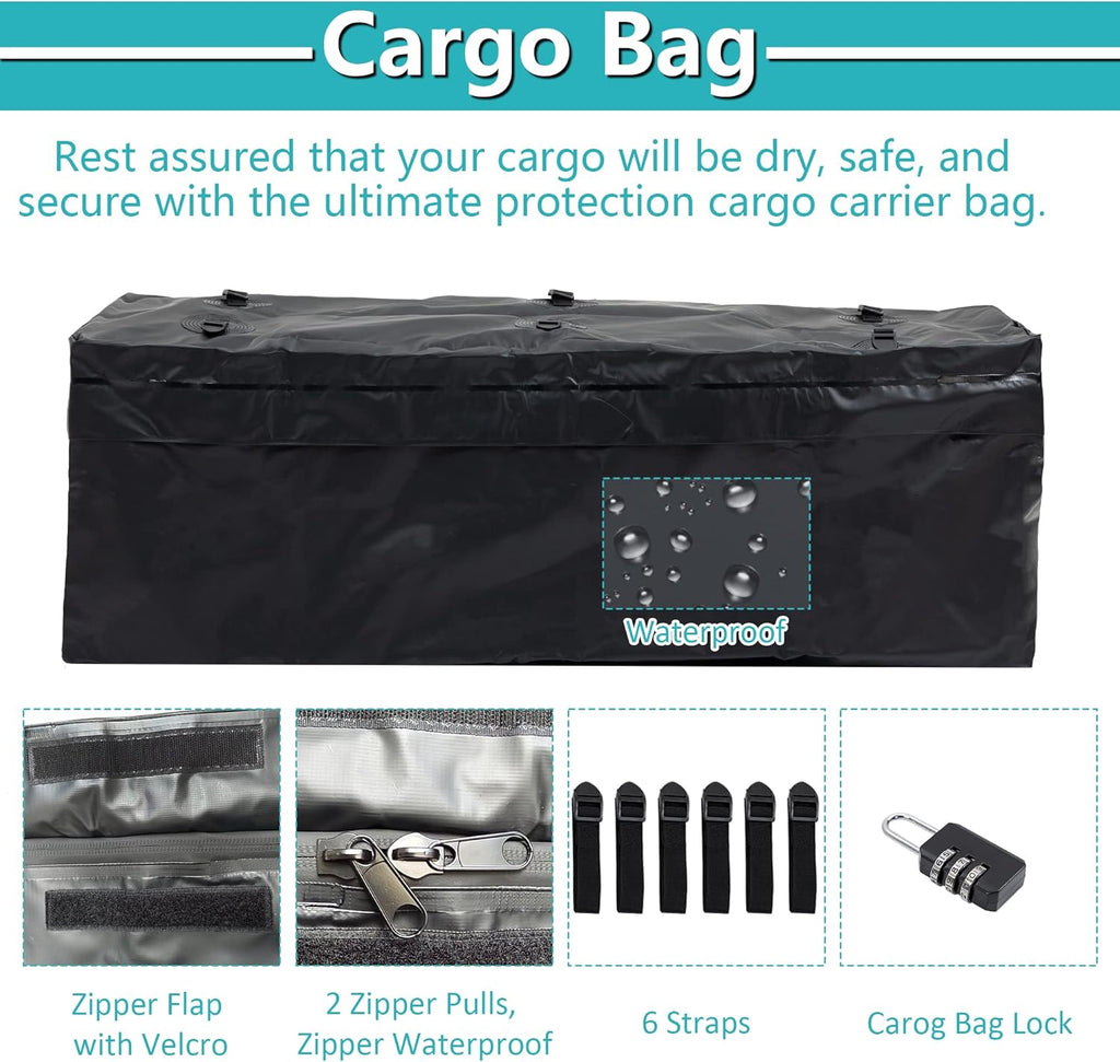Black Cargo Rack Carrier with Folding Basket and 2 Rainproof Ratchet Straps T468