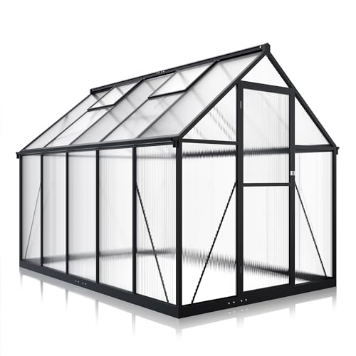 Black Aluminum Polycarbonate Greenhouse C8865