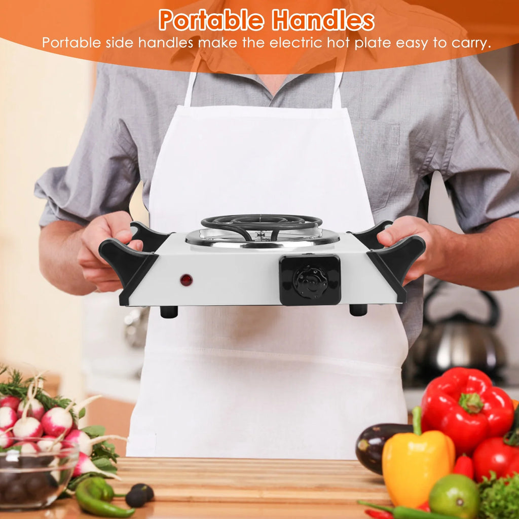 White Electric Single Burner Hot Plate with 5 Temperature Adjustments A3058