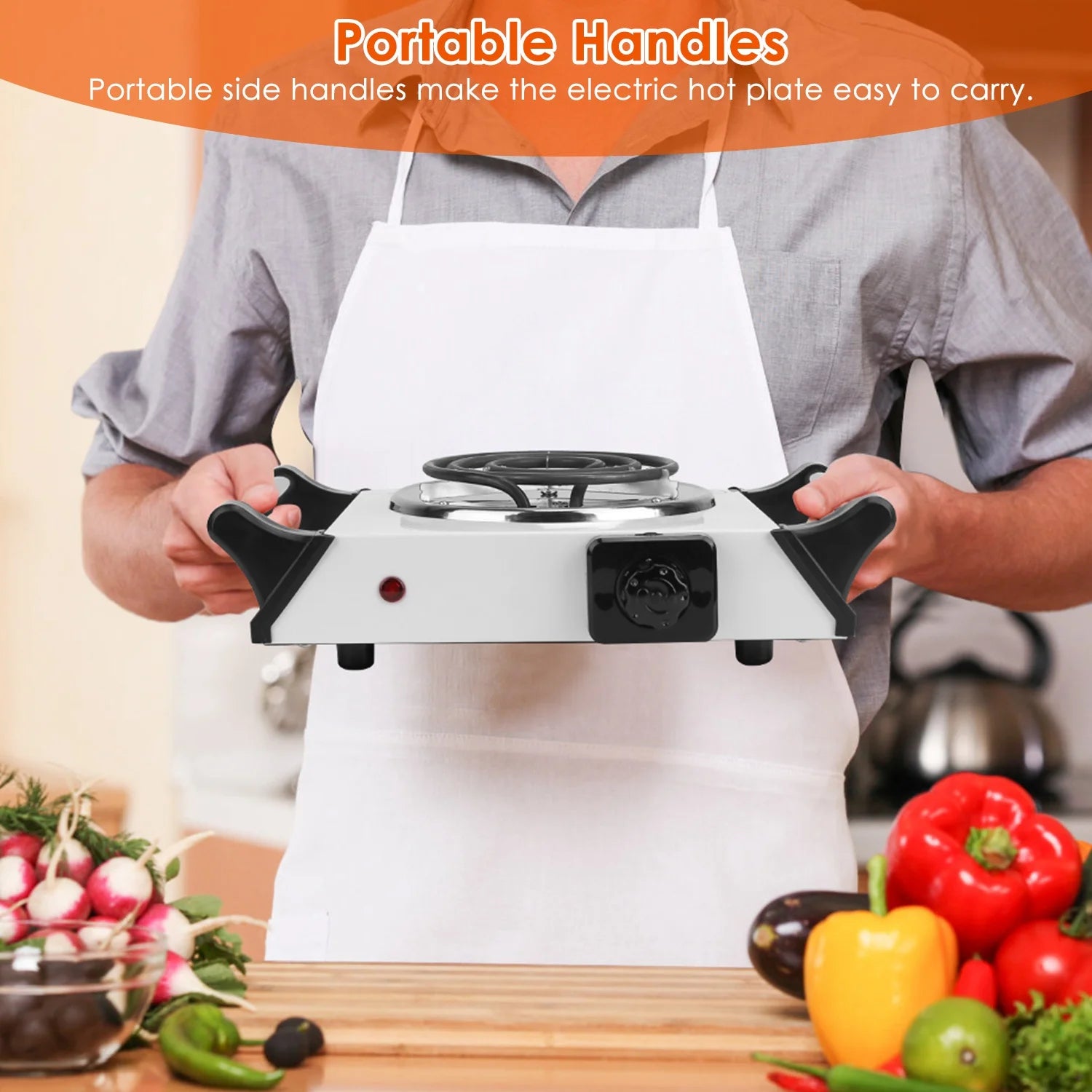 White Electric Single Burner Hot Plate with 5 Temperature Adjustments A3058