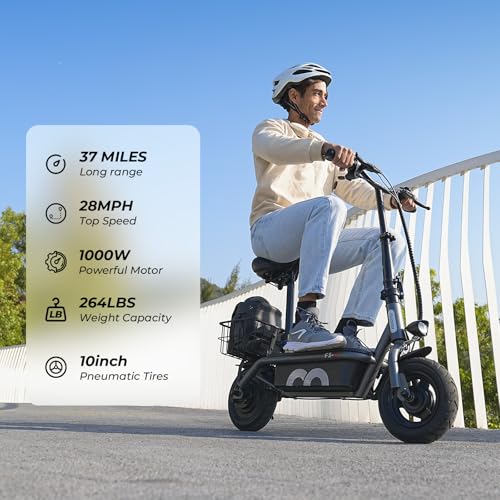 Electric Scooter with Seat, 14" Pneumatic Tire, Height Adjustable Seat O4150