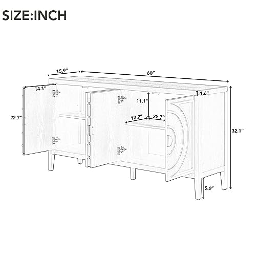Black 4-Door Sideboard Cabinet with Adjustable Shelves F95320