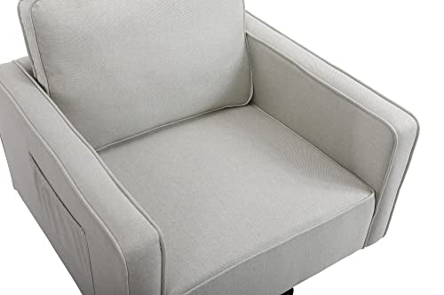 Swivel Teddy Fabric Accent Chair with Metal Base P858894