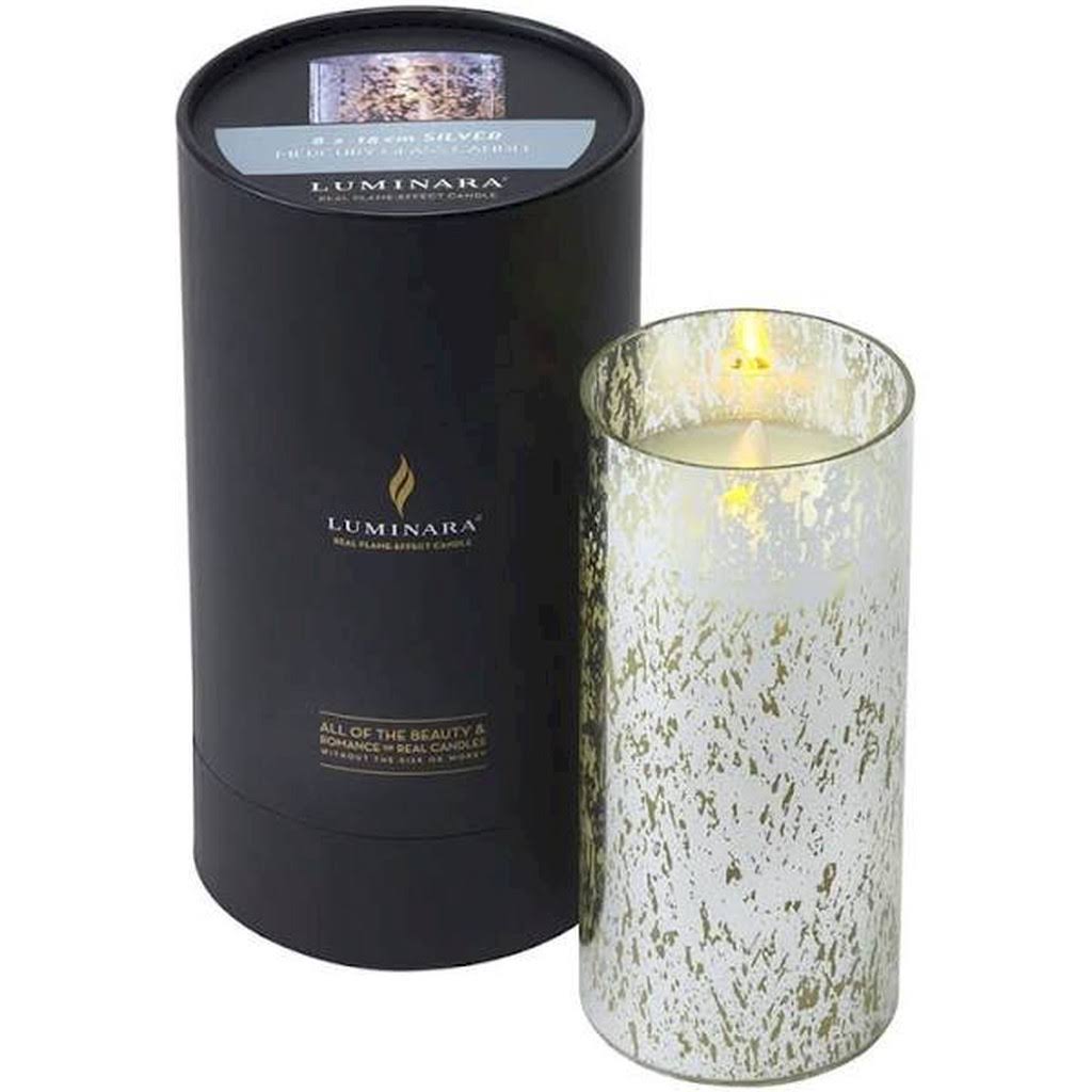 Silver Mercury Glass LED Candle 18cm B973