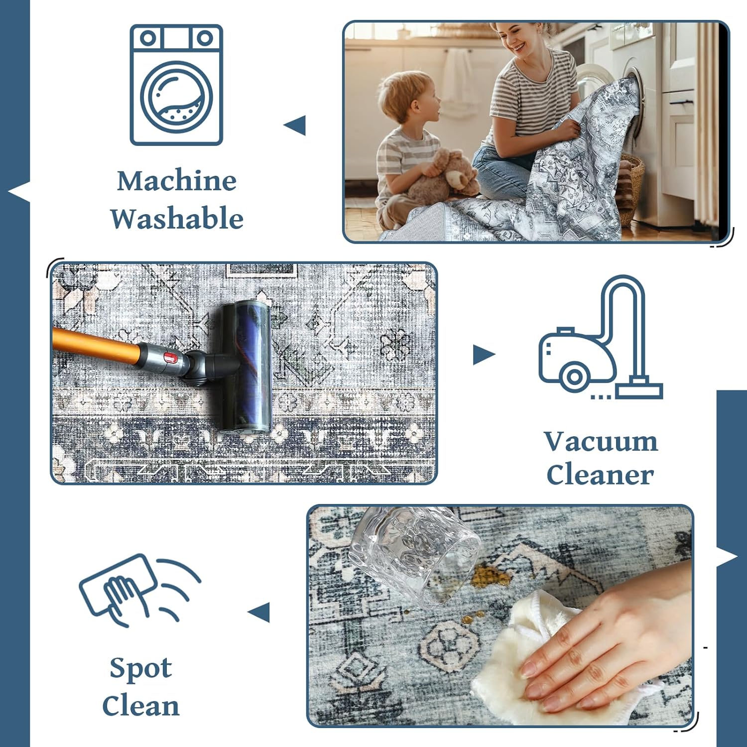 Machine Washable 5x7 Area Rug I399