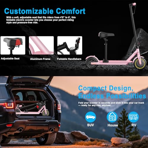 Folding Electric Scooter with Seat, 350W Motor, 8.5" Tire, 19MPH, 21Mile Range A422