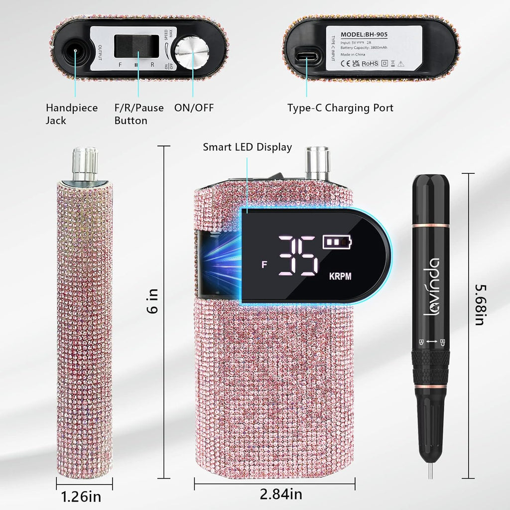 Pink Diamond Cordless UV LED Nail Lamp 56W Nail Dryer J395