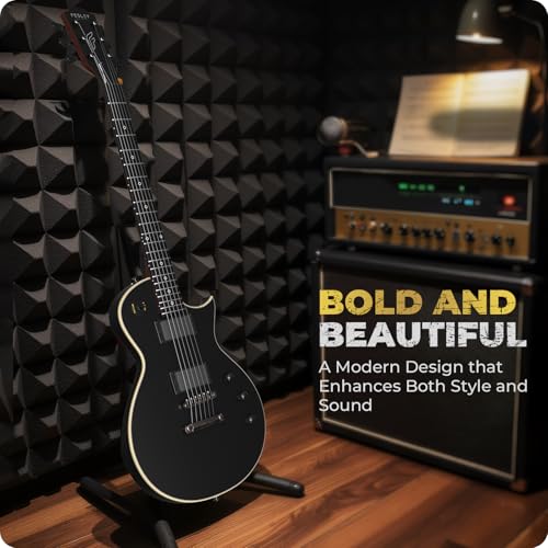 Black Matte Solid Body Electric Guitar with Gig Bag H77587