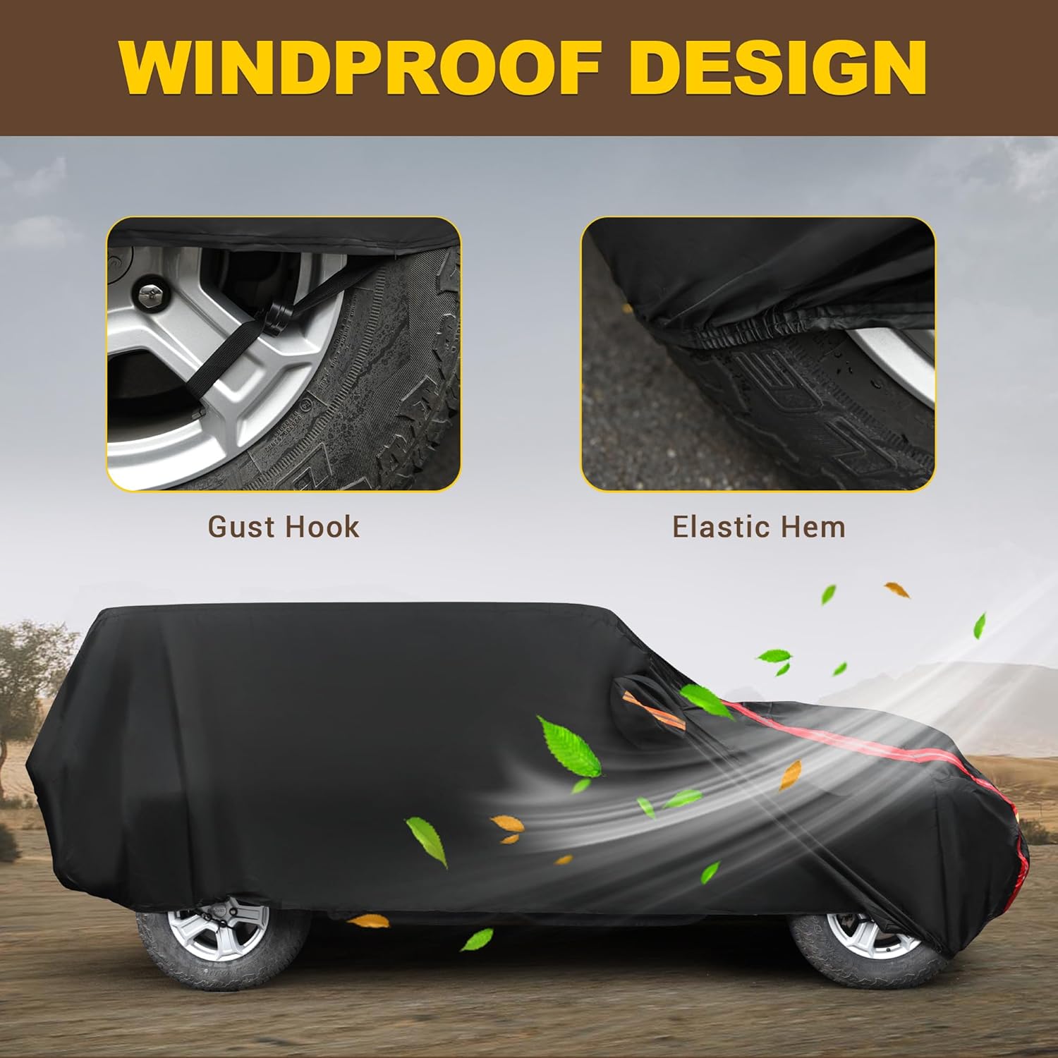 210D Oxford Cloth Car Cover for 4 Door with Windproof Straps Y8471