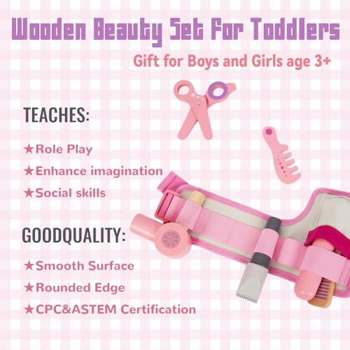 Hair Salon Toys Pretend Play Beauty Salon Set with Blow Dryer Straightener Tool Belt W2443