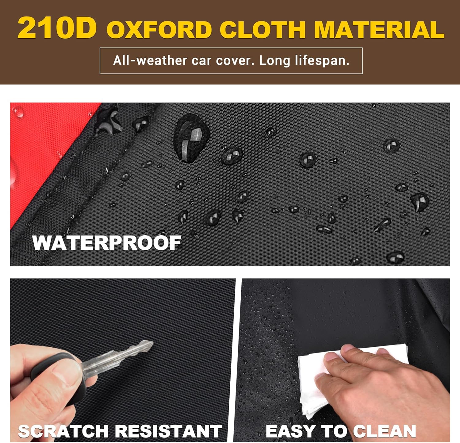 210D Oxford Cloth Car Cover for 4 Door with Windproof Straps Y8471