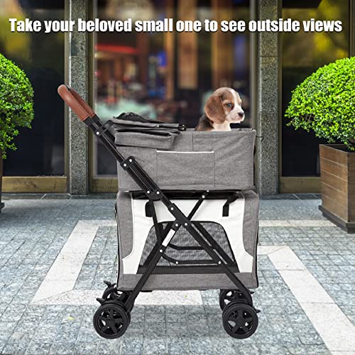 Grey Double Dog Jogging Stroller with Detachable Carrier C269282