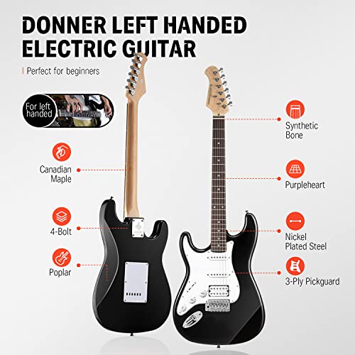 Black HSS Solid Body Electric Guitar with Amplifier, Bag, Tuner, Capo, Strap, Cable, Picks I69075