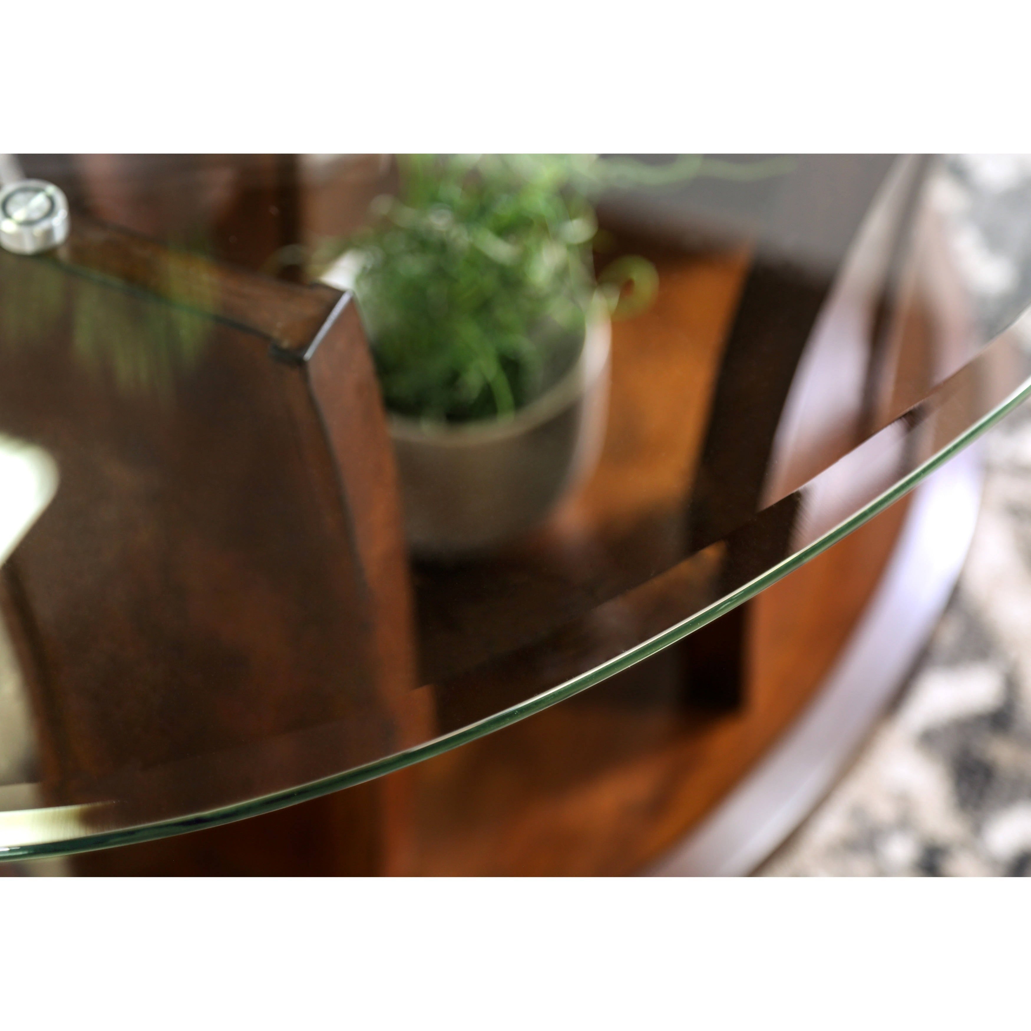 Dark Cherry Beveled Glass Top End Table I729660