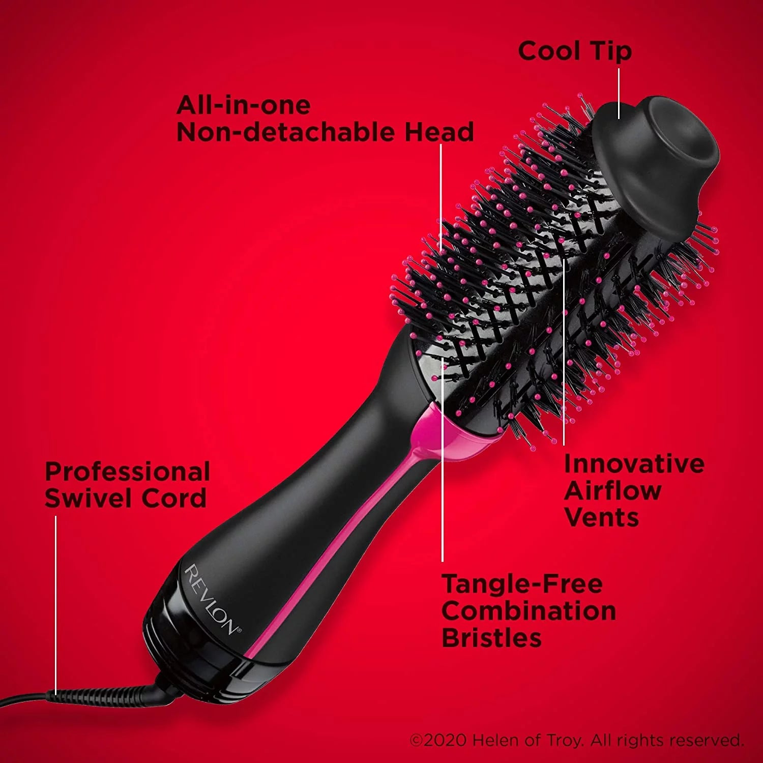 Black Hot Air Brush Hair Dryer And Volumizer N881