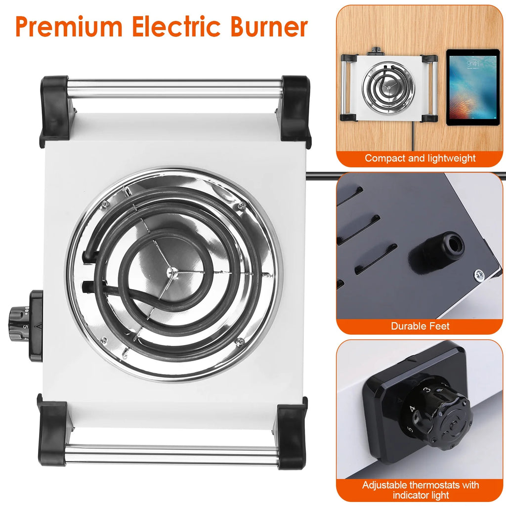 White Electric Single Burner Hot Plate with 5 Temperature Adjustments A3058