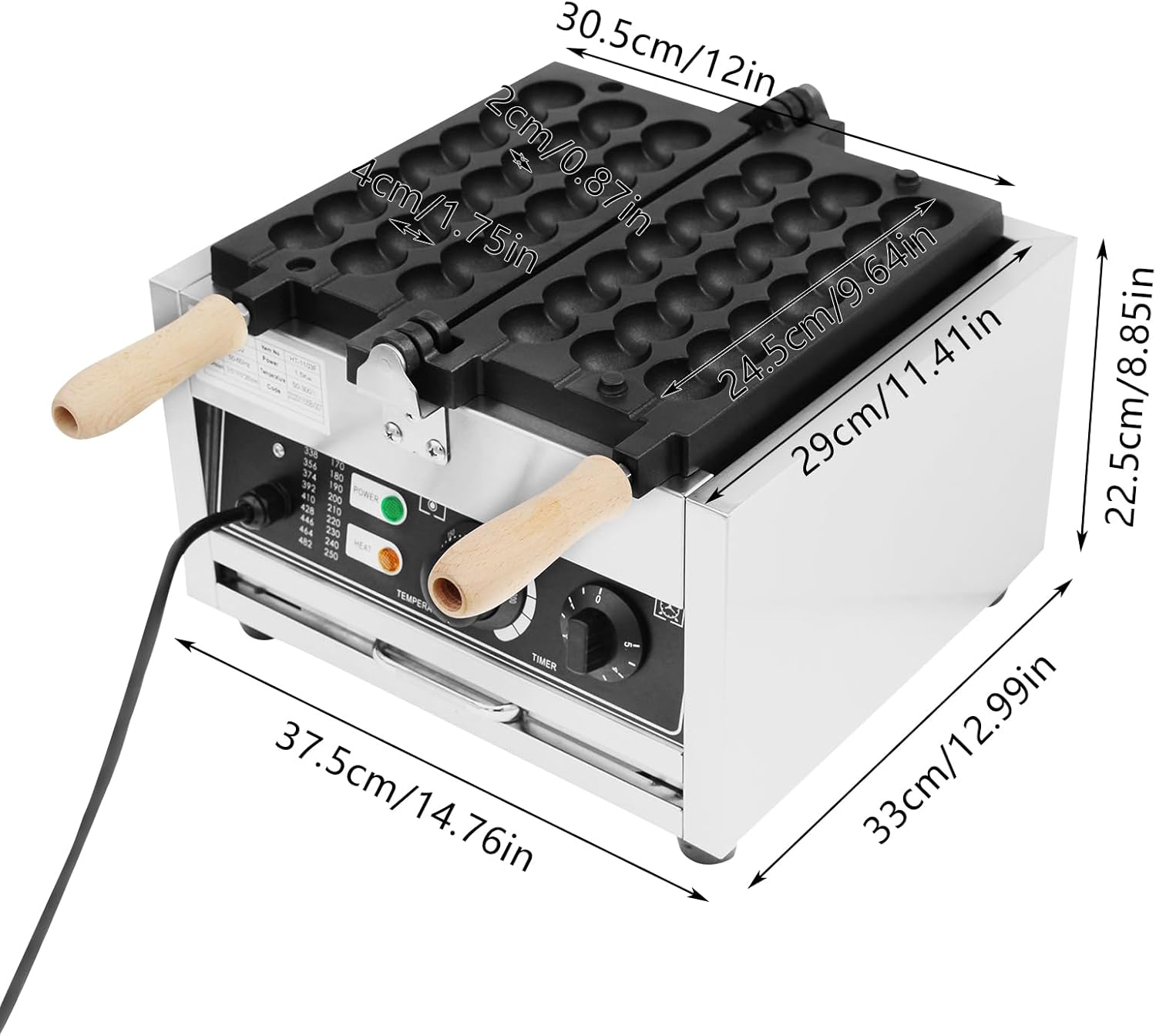 42pcs Commercial Electric Stainless Steel Nonstick Bubble Waffle Maker Y8907