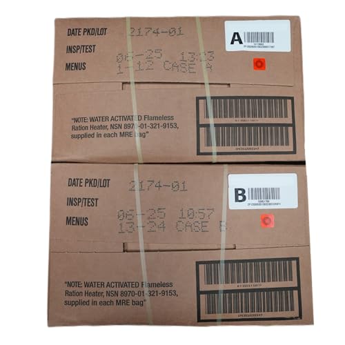 MRE Meals Ready to Eat Bundle (2 x 12 Packs) with Flameless Heaters E541526