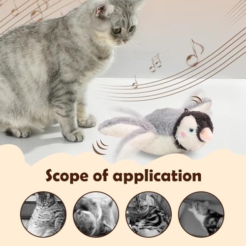 Interactive Chirping Bird with Flapping Wings Rechargeable Cat Toy (Grey) I64847