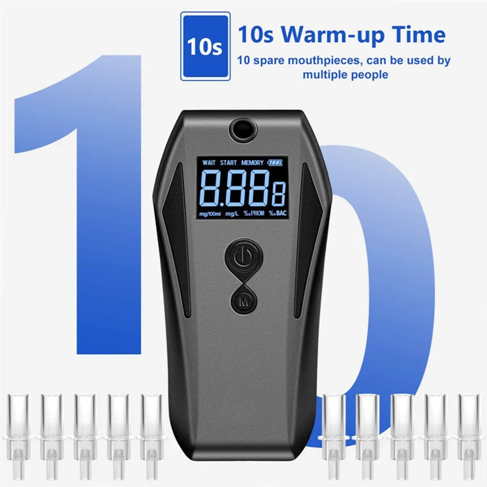 Portable Breath Alcohol Tester with 10 Mouthpieces A206
