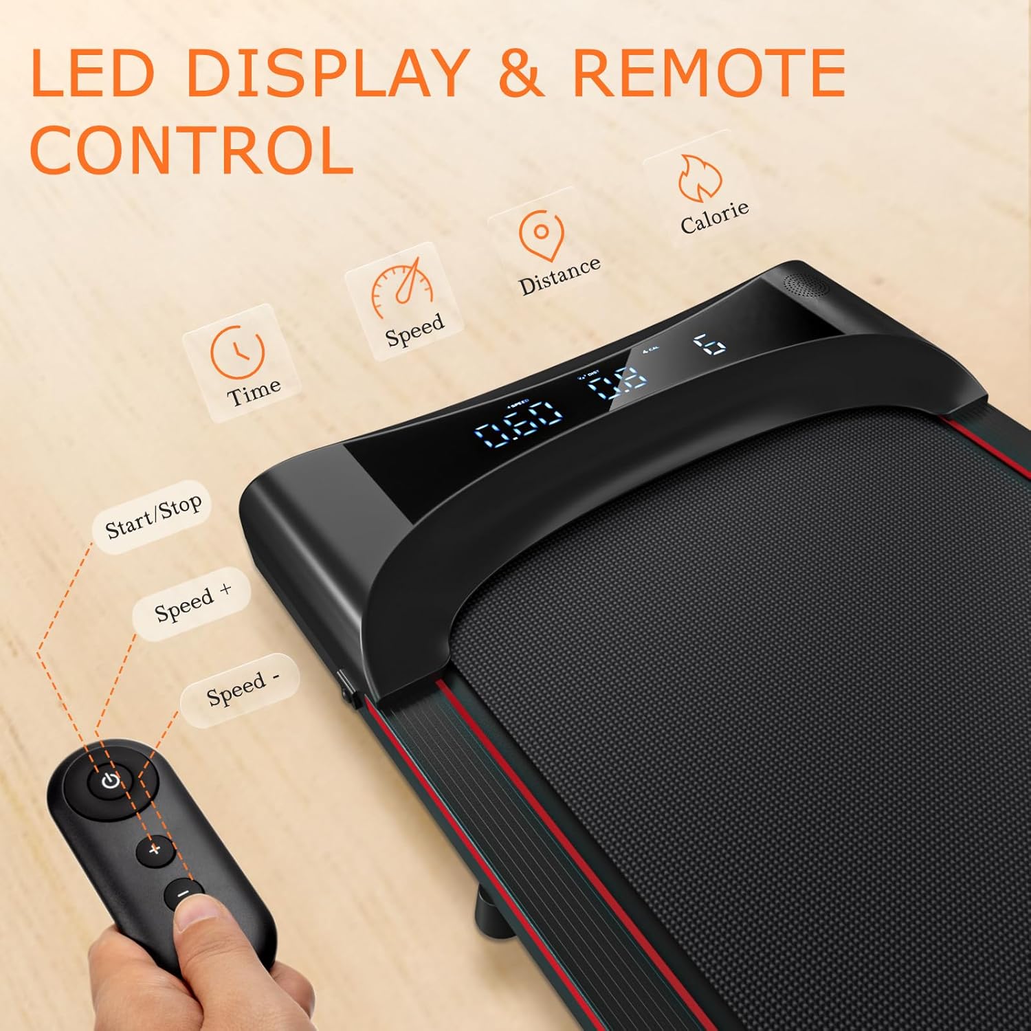 Walking Pad Under Desk Treadmill 2.5HP Folding Treadmill with Remote LCD Display I9309