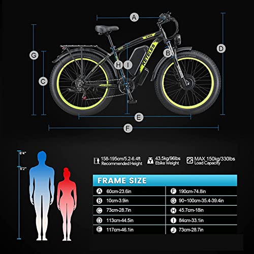 2000W Dual Motor Electric Bike 26" Fat Tire 48V 23AH Removable Battery 35 MPH 21 Speed Hydraulic Disc Brake Z1353