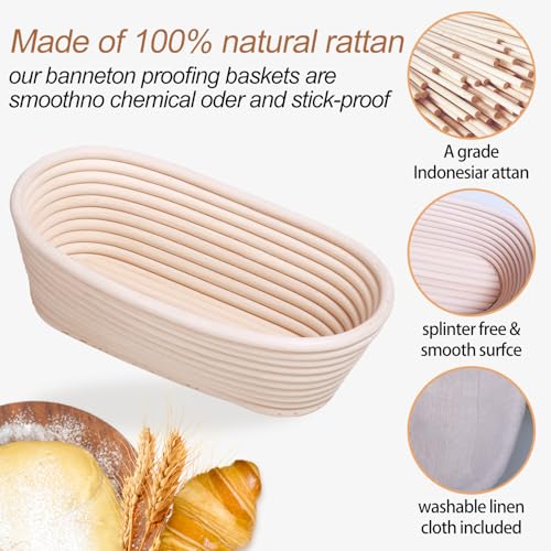 Set of 8 Oval Rattan Bread Proofing Basket U3951