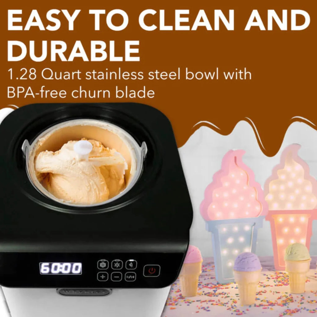 1.28 Quart Automatic Ice Cream Maker with Stainless Steel Bowl White L827949
