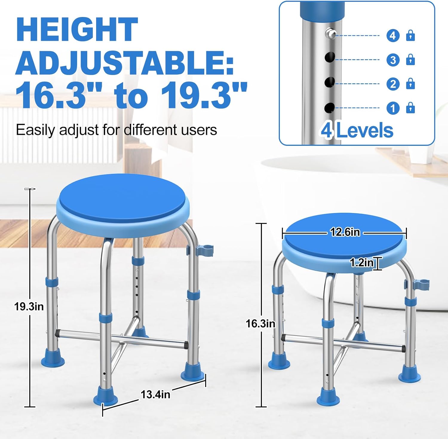 400LB Stainless Steel Round Shower Chair V50735