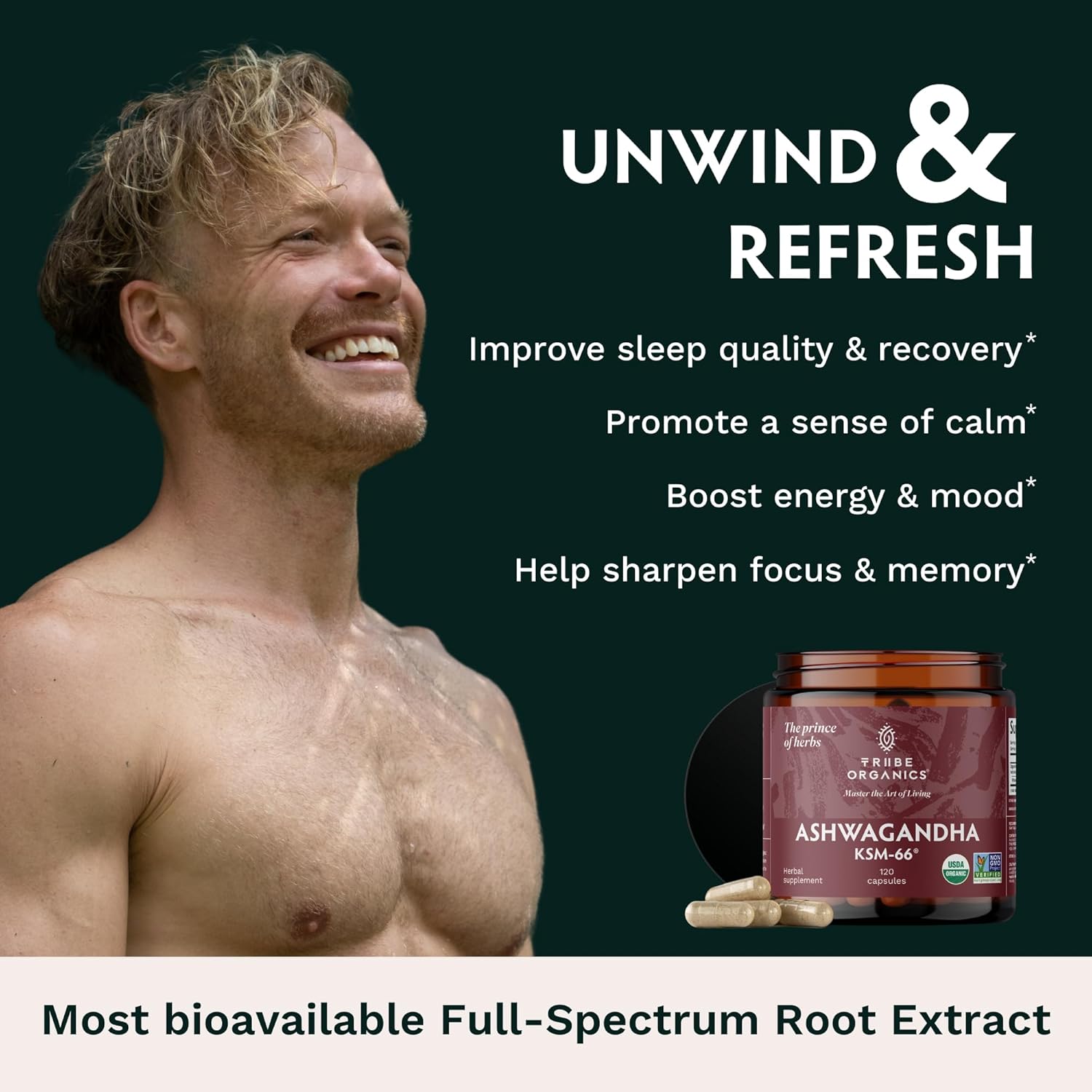 Ashwagandha Organic Root Powder Extract Supplement 600mg 120 Capsules A6564