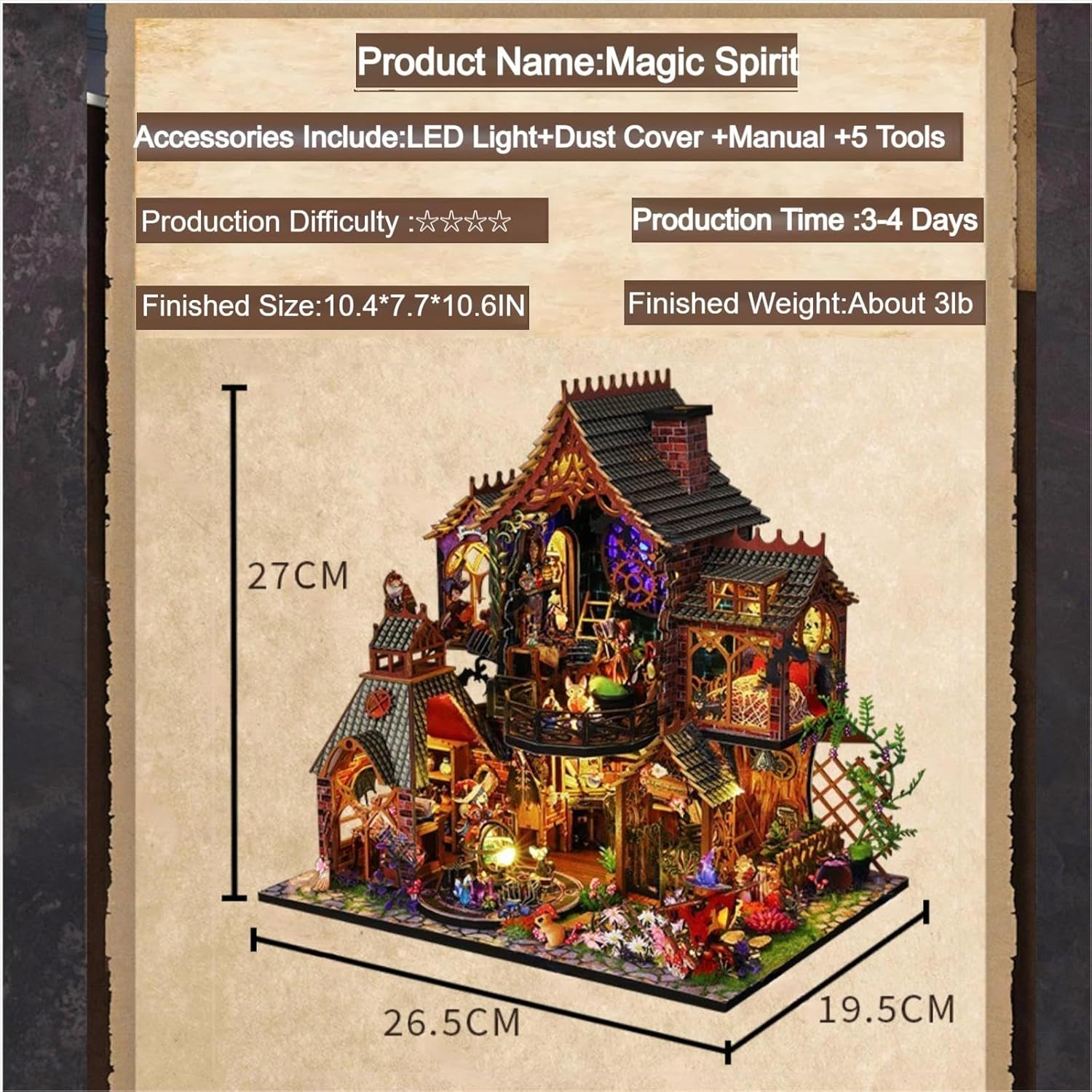 Miniature House Kit with Dust Proof Cover & Small Tools D65810