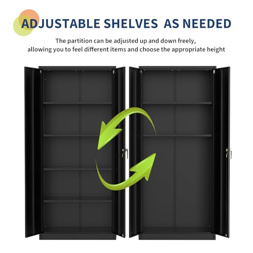 Metal Storage Cabinet with Lock, 4 Adjustable Shelves T92079