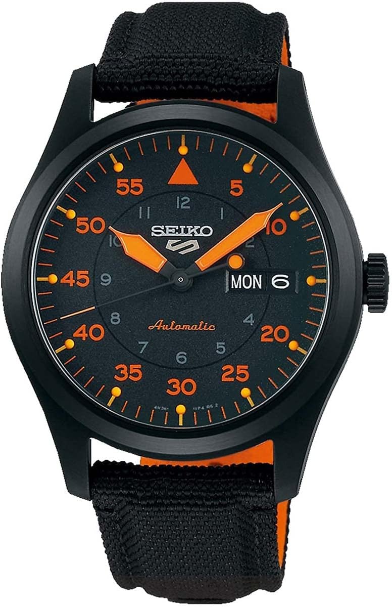 41-Hour Power Reserve Stainless Steel Watch with Black Nylon Strap and Blue Orange Dial M63301